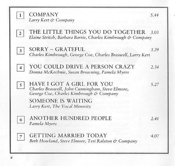 Inner 2. Company: A Musical Comedy (London Cast Recording)