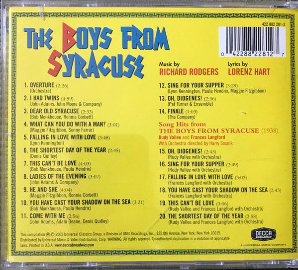 The Boys From Syracuse (Original London Cast Recording)