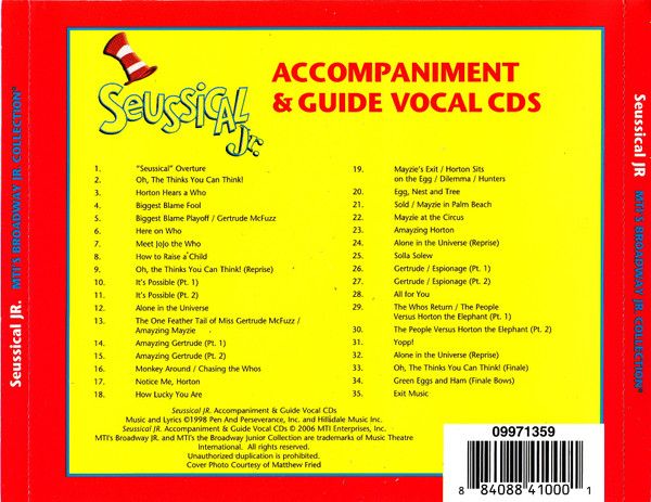 Seussical Jr. Accompaniment & Guide Vocal CDS